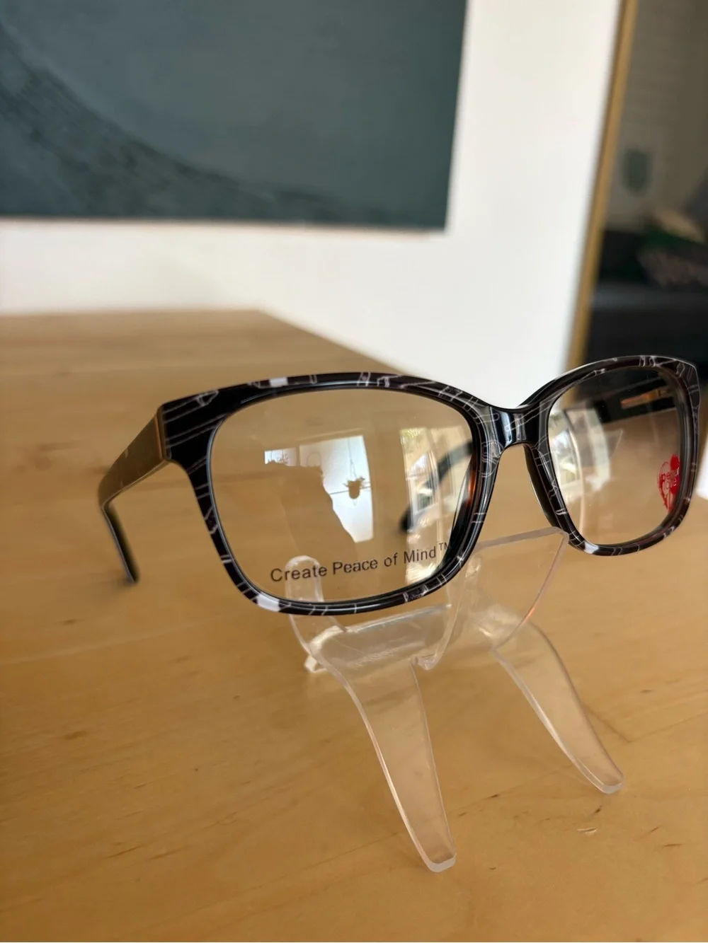 Peace Love Dream Big Black White Art Tools Rectangle Eyeglasses 55-15-140 NWT
